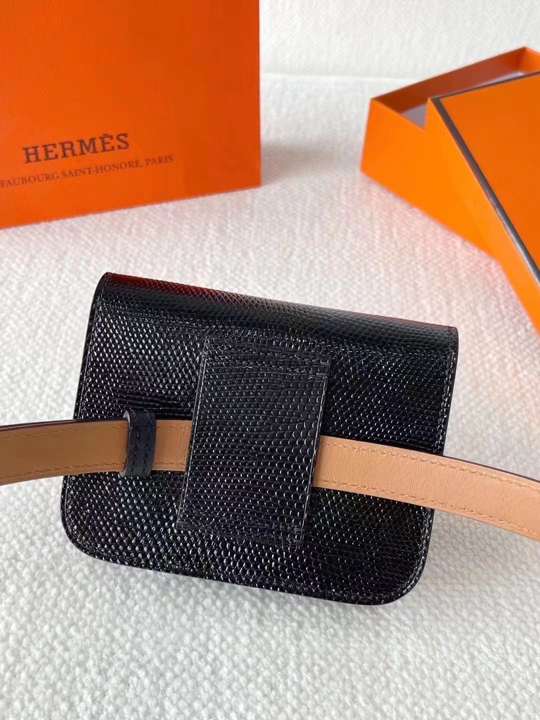 에르메스 콘스탄스백 미니 블랙 로즈골드 버클 리자드 가죽